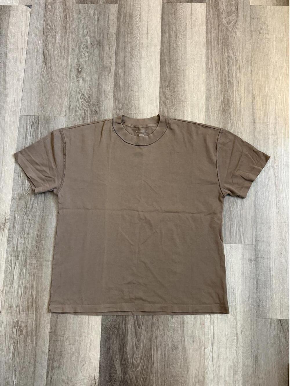 AllSaints Brown Cotton T-Shirt size Large Oversized